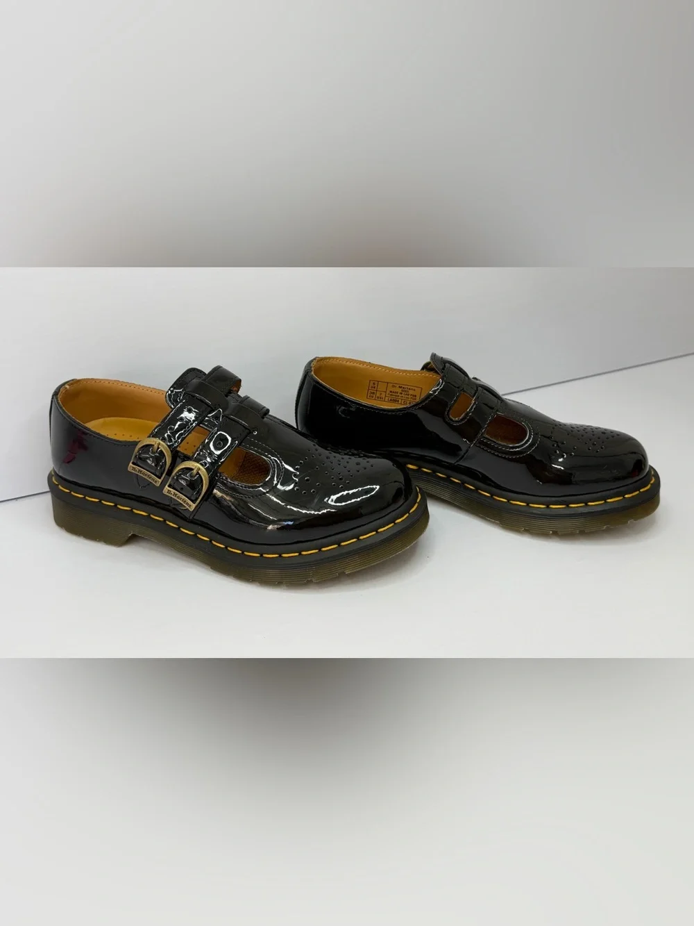 Dr Martens 8065 Mary Jane Patent Leather Shoes Black Buckle Womens Size 7 US 38